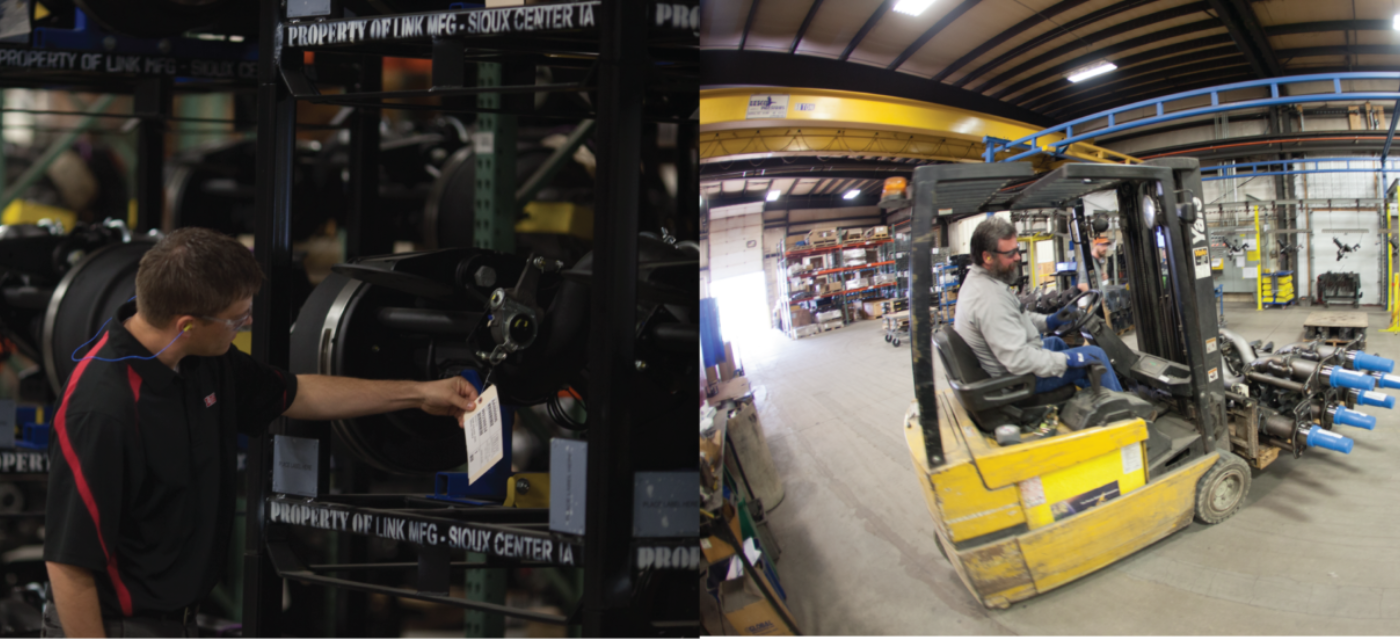 A collage of Link employees working on the manufacturing floor