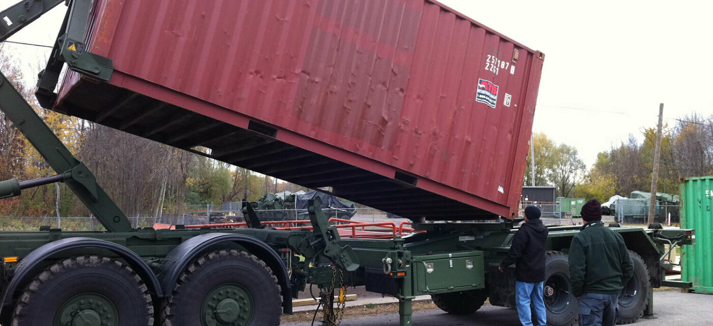 The loading of a cargo container onto a MSVS