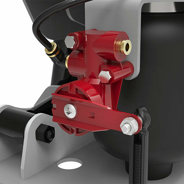 A rendering of the Cabmate with the height control valve highlighted in red