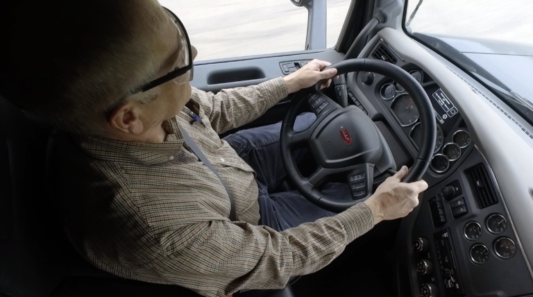 Man driving semi truck