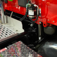A ROI Cabmate installed on a red Peterbilt truck.