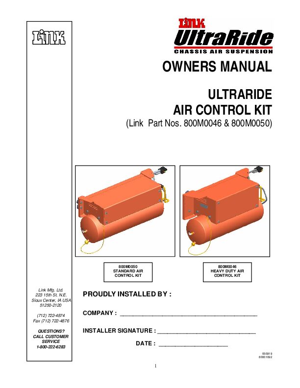 Air Control Kit Parts document image - page 1
