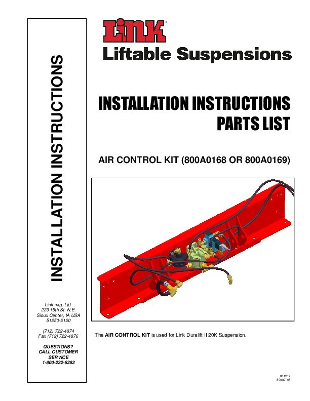 20K DuraLift Air Control Kit document image - page 1