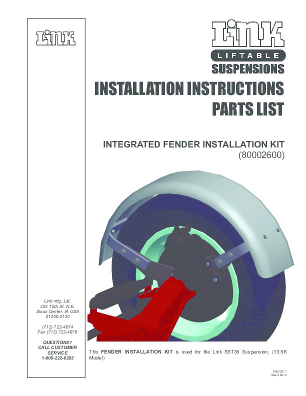 SS-135 Integrated Fender Kit document image - page 1