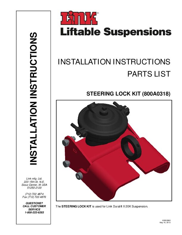 Steering Lock Kit document image - page 1