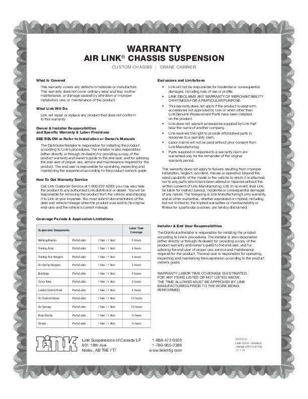 Custom Chassis | Crane Carrier document image - page 1