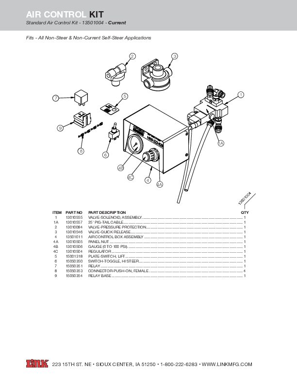 Standard Air Control Kit document image - page 1