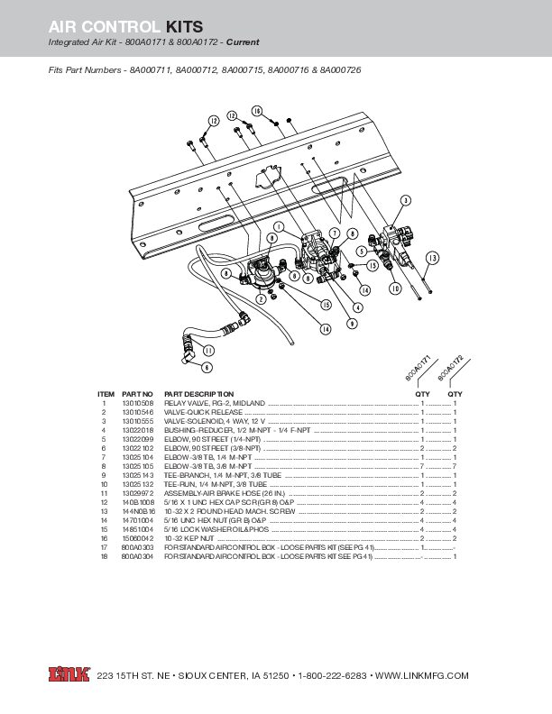 8K DuraLift II Air Control Kit document image - page 1