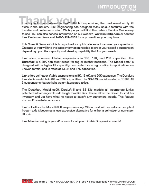 Sales & Service Guide document image - page 1