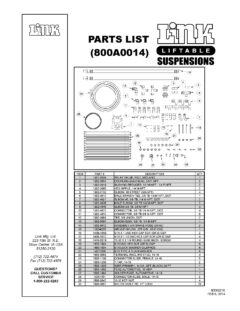 Parts list for 800A0014