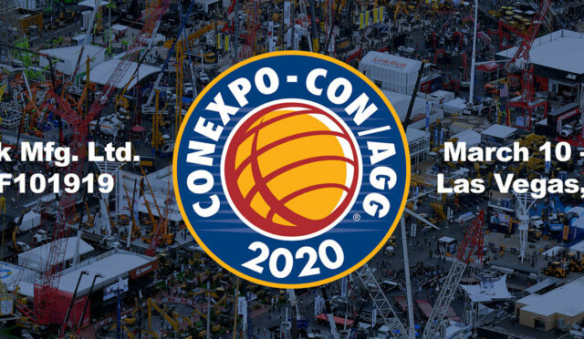 The outside expo grounds at CONEXPO with the event logo, event dates and Link's booth number overlayed
