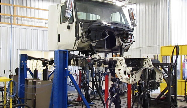 Test lab cab shake test setup