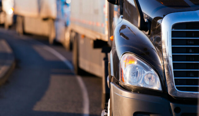Front of large rig on freeway