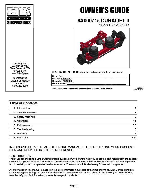 13.2K DuraLift II document image - page 1