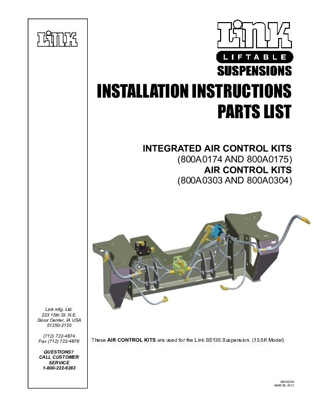 SS-135 Air Control Kit document image - page 1